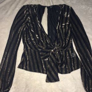 Black and gold glitter top